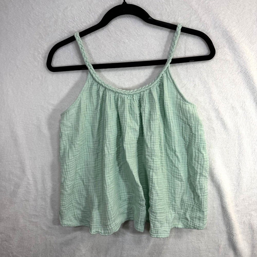 Universal Thread M Tank Top Pastel Green Braided Gauze Eco Cotton Cottage Boho